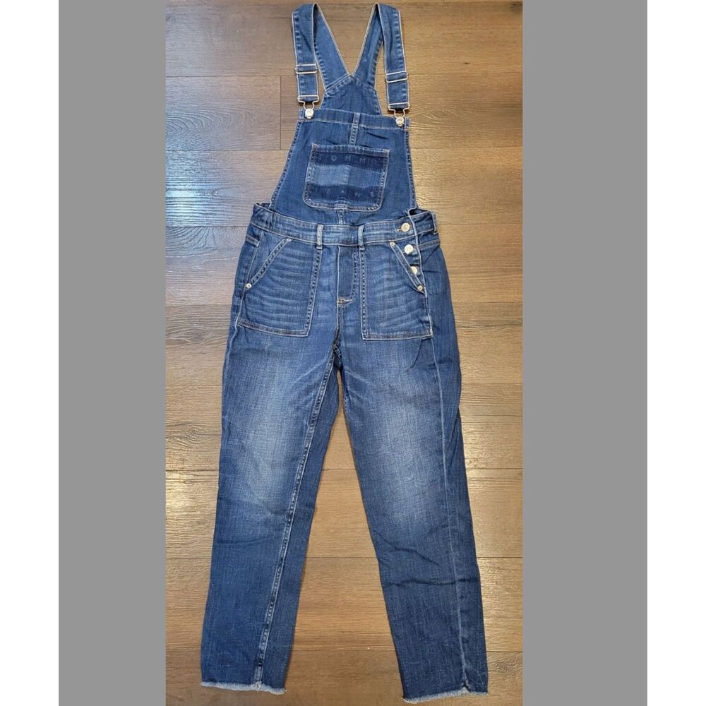 Y2k Cropped Tommy Jeans Denim Overalls Size 0 1990s Hiphop Style Hilfiger Logo